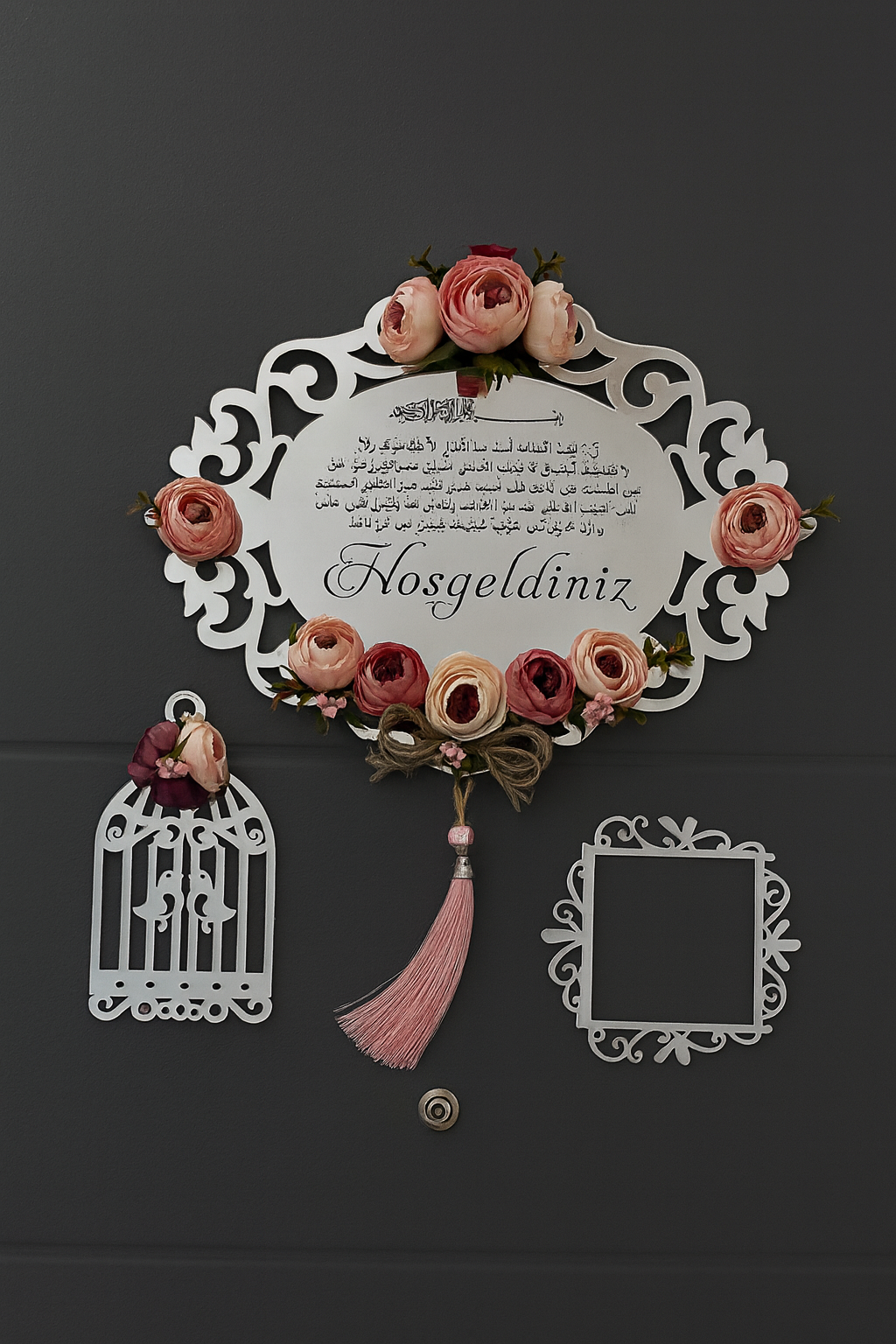 Aynalı Pleksi Kapı Süsü 3 Parça Kapı Aksesuarı