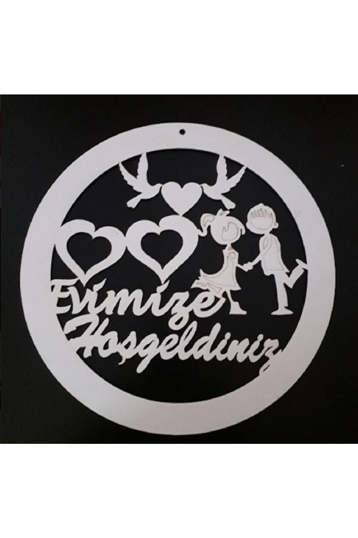 Mdf Kapı Süsü Ev Ve Çift Kalp Duvar Dekoru Kapı Aksesuarı (sevgili Model)