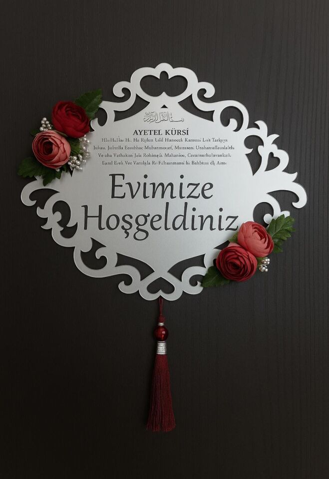 Evimize Hoşgeldiniz Yazılı Pleksi Kapı  Duvar Süsü Kapı Aksesuarı