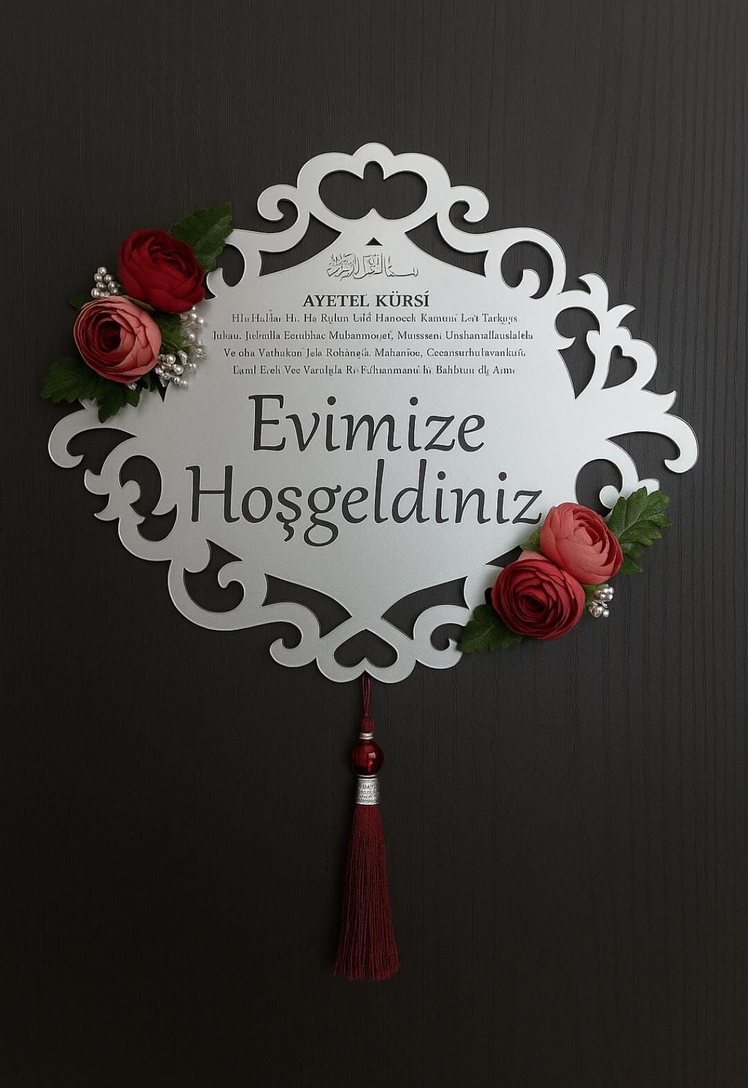 Evimize Hoşgeldiniz Yazılı Pleksi Kapı  Duvar Süsü Kapı Aksesuarı