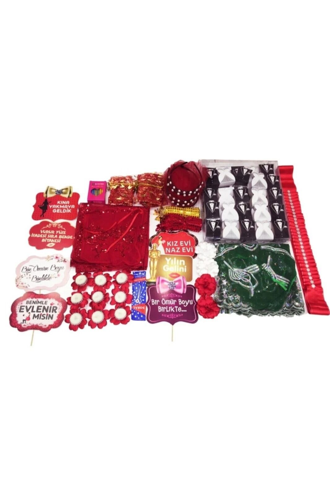 Kına Malzemeleri Kırmızı Kaftan Kına 1001 Parça Kına Gecesi Seti