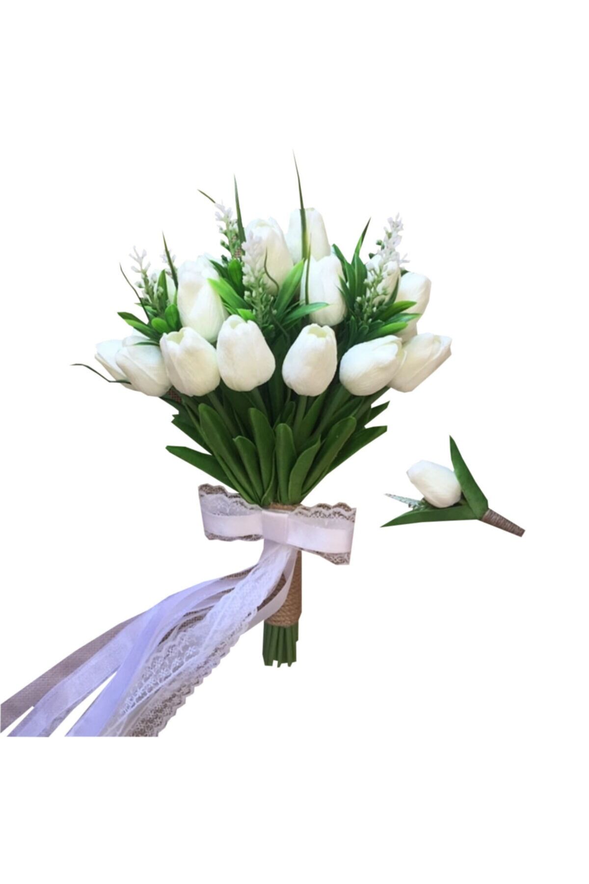 Gelin Buketi Islak Lale Gelin Çiçeği Ve Damat Yaka Çiçeği Düğün