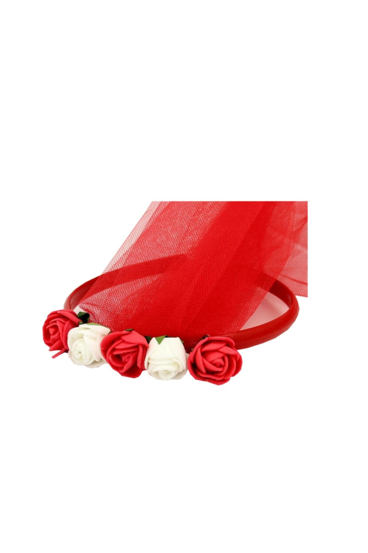 Nedime Tacı Kırmızı Beyaz Kına Tacı Tüllü 10 Ad. Kına Malzemeleri