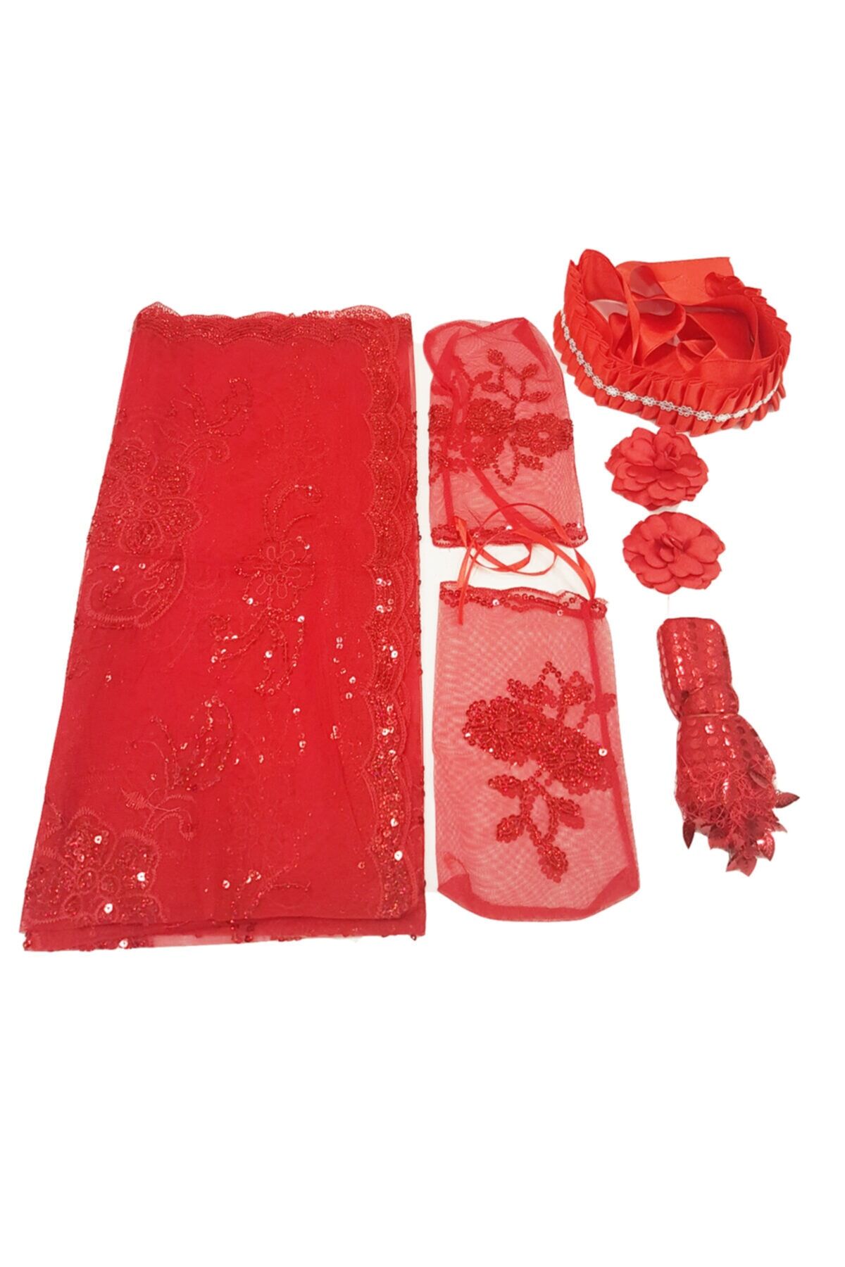 Kına Malzemeleri Allık Pullu Duvak Seti 14 Parça Gelin Duvak Seti