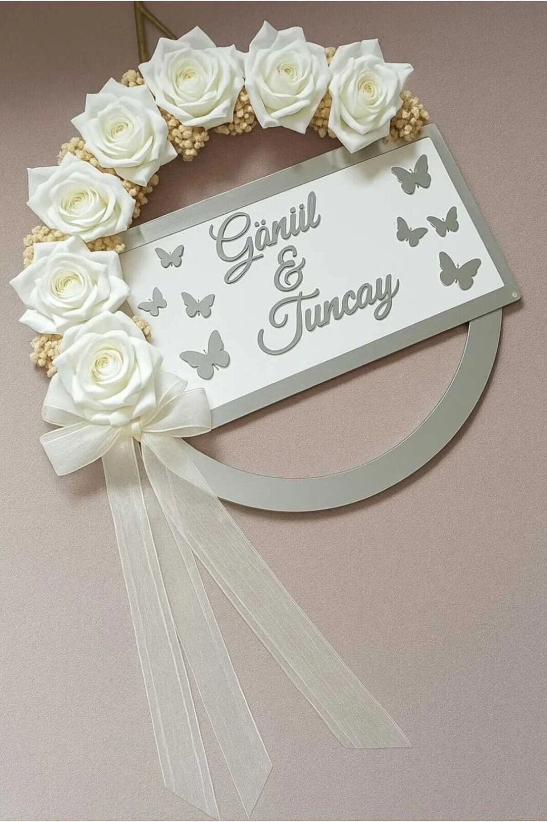 Nazar Dualı Ahşap Kapı Süsü Güllü Lüx Duvar Süsü Duvar Dekoru