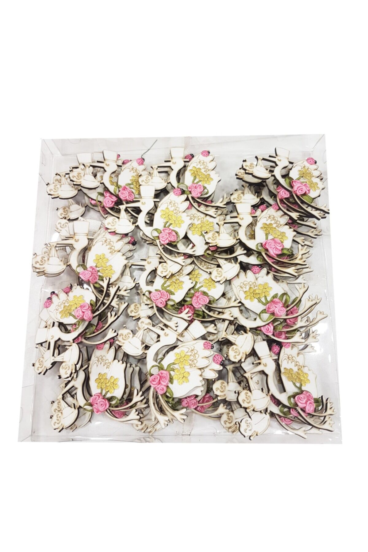 Pembe 50 Adet Ahşap Magnet Hoşgeldin Bebek