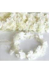 5li Yuvarlak Nedime Tacı Lazer Kesim Çiçekli Kına Nedime Tacı Ekru