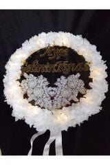 Kişiye Özel Led Işıklı Şeffaf Tef, Aplike Süslü Lazer Güllü Deri Tef, Gelin Tefi, Kına Gecesi Tefi