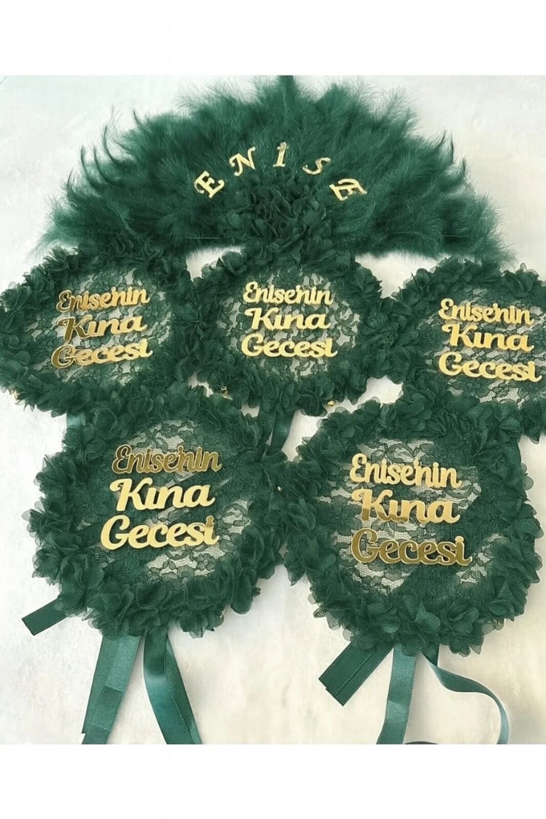 Gelin Yelpazesi ve Gelin tefi Kına Malzemesi 1 Yelpaze 5 Adet Tef Kına Malzemesi Nedime Seti