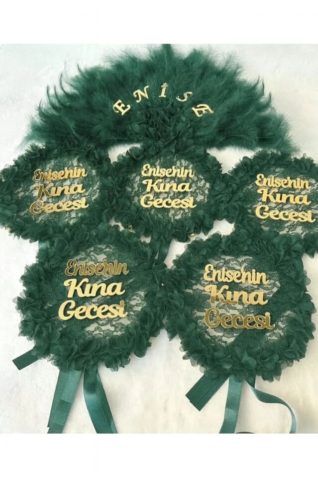 Gelin Yelpazesi ve Gelin tefi Kına Malzemesi 1 Yelpaze 5 Adet Tef Kına Malzemesi Nedime Seti