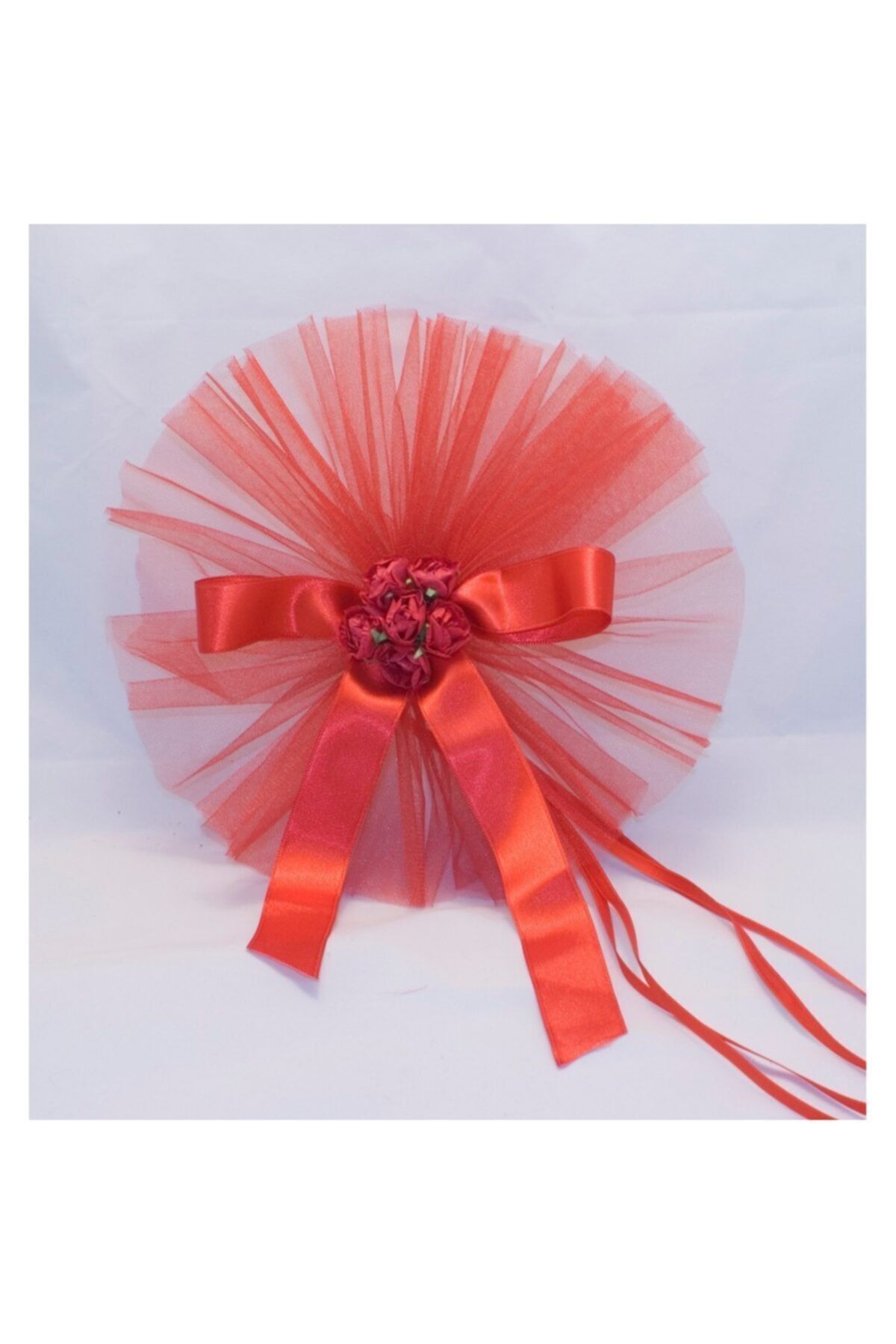 Düğün Gelin Arabası Süsü Güllü Tüllü Konvoy Süsü 10lu Kırmızı