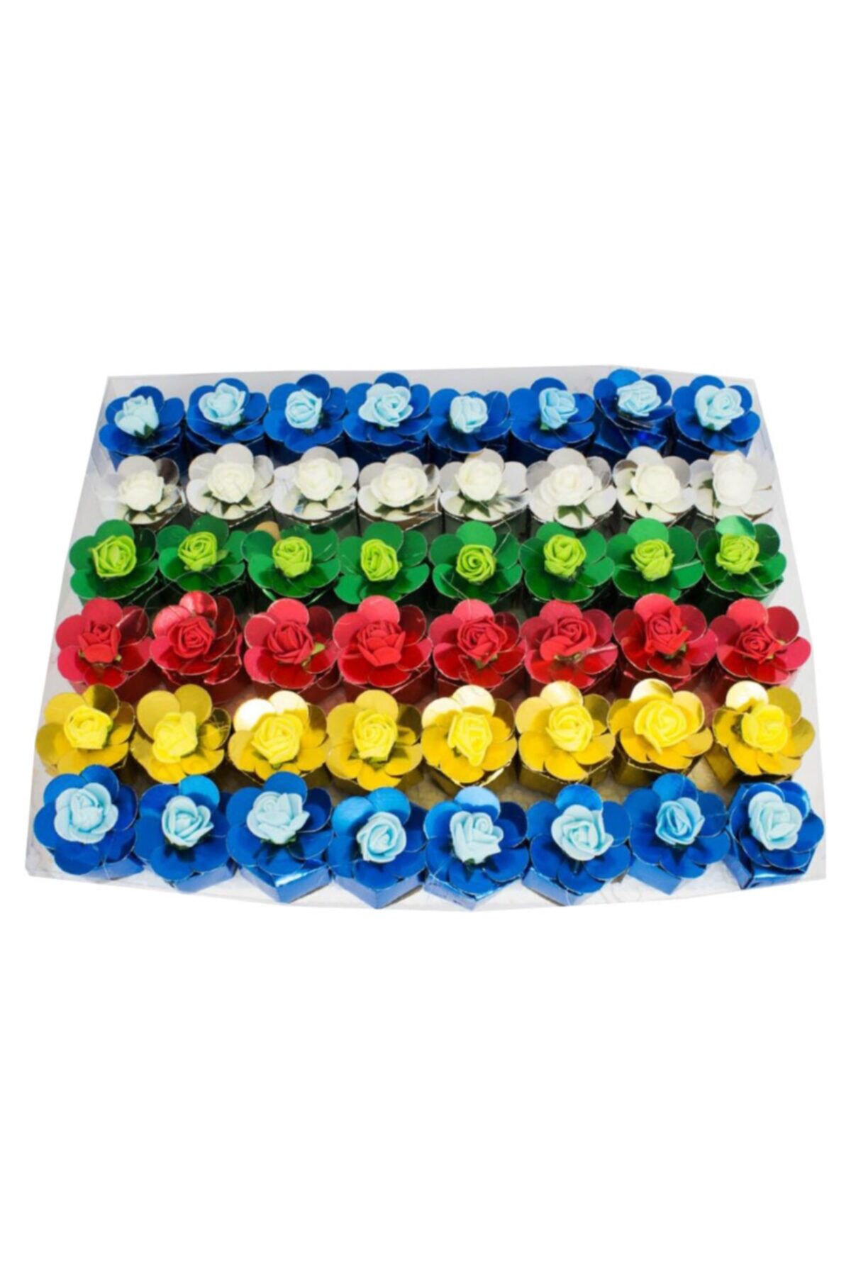 Renkli Papatya Lateksli Kına Altıgen Çiçek Figürlü Kutu Kına 96lı