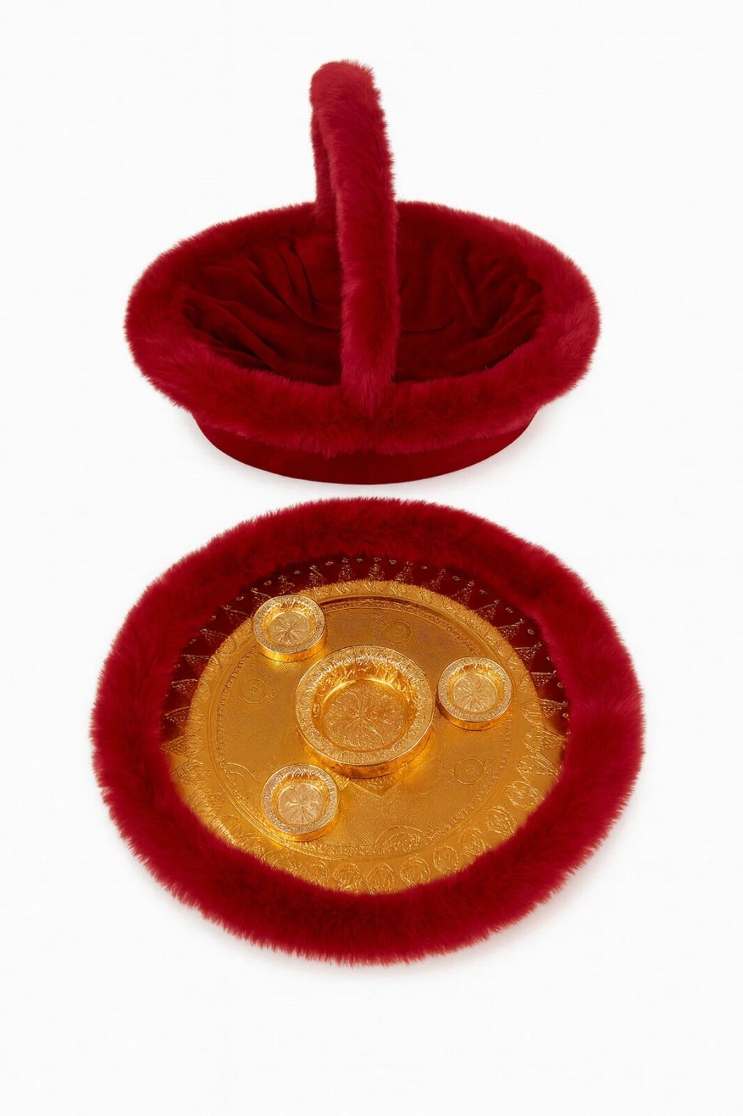 Gelin Kına Gecesi Tepsi Veya Sepeti, Düğün, Sünnet, Nişan, Kadife Tüylü Sepet Tepsi Kına Malzemesi