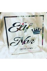 Pleksi Isimlik Masa Üstü Aynalı Gümüş Isimlik Söz Nişan Düğün Bebek Için Masaüstü Isimlik 28cm