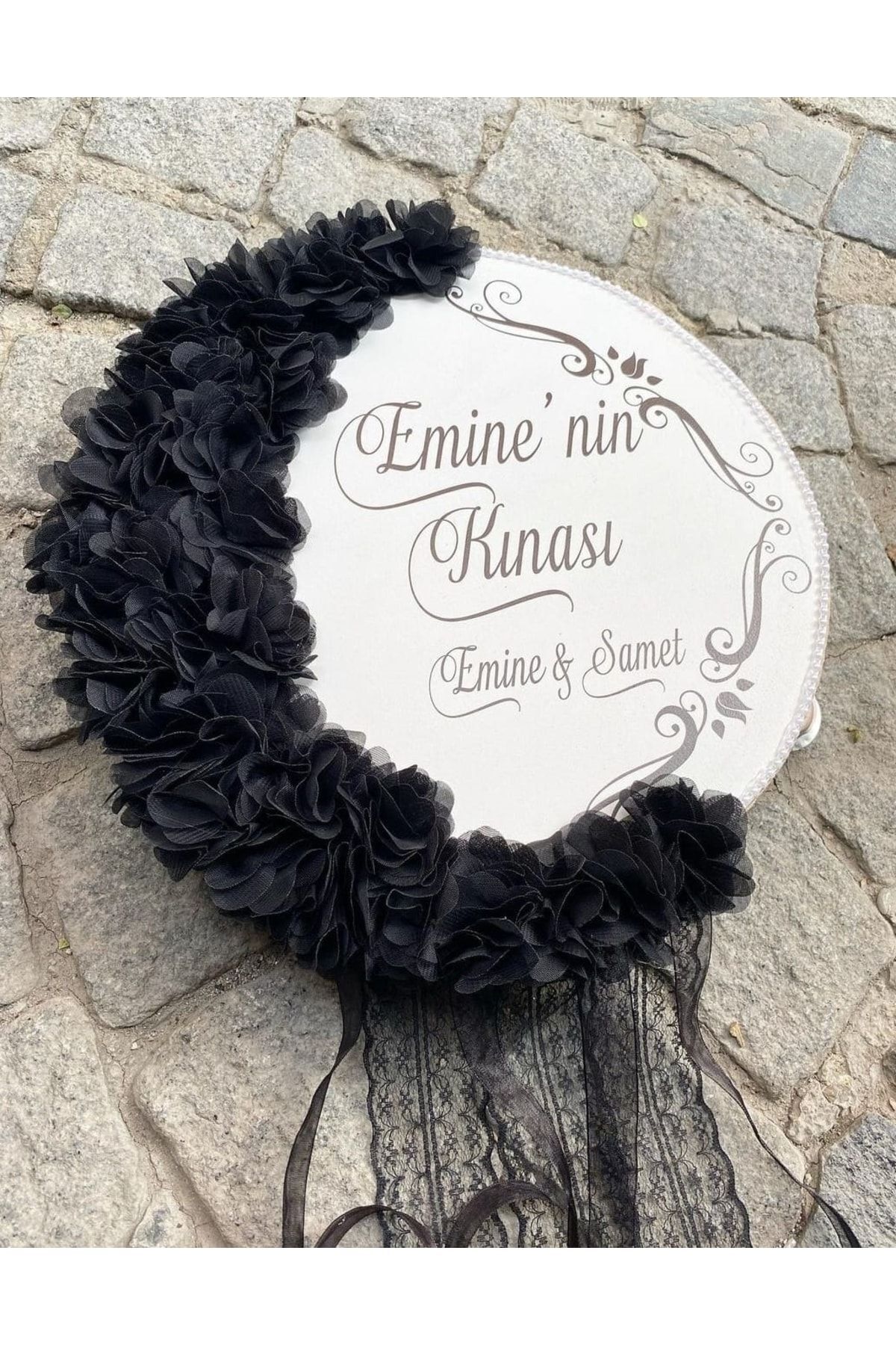 Isme Özel Deri Tef Kına Tefi Lazer Gül Süslenmiş Gelin Tefi 30 Cm Vurmalı Çalgı Müzik Aleti Def