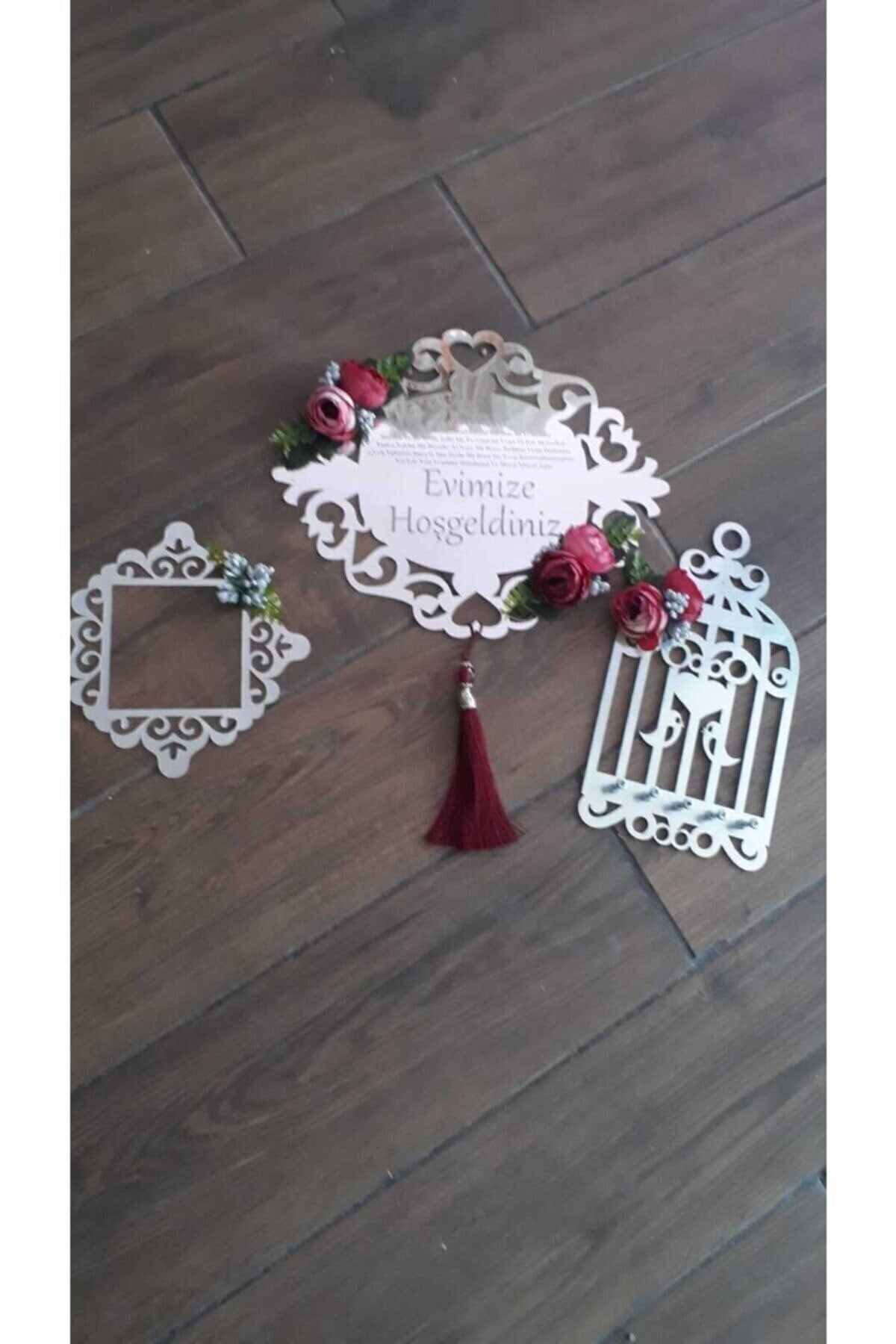 Aynalı Pleksi Kapı Süsü Kapı Aksesuarı Çiçekli