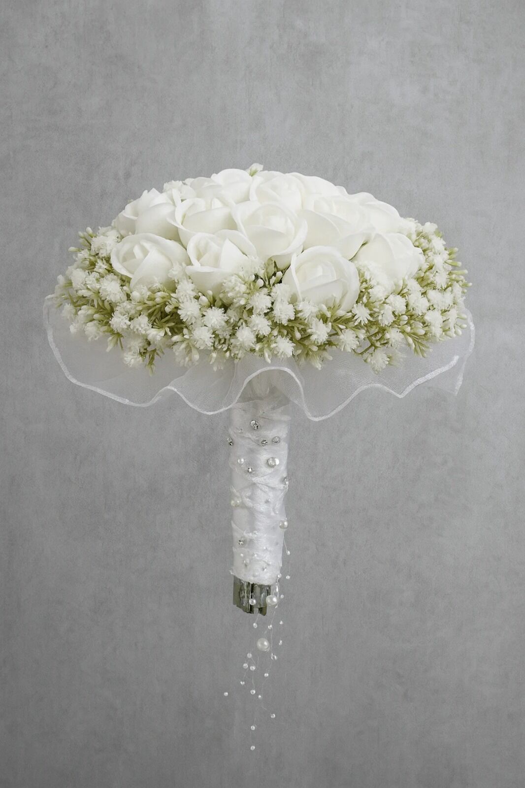 Gelin Buketi Gül Demeti Gelin Çiçeği Nişan Düğün Buketi Yapay Cipsolu Gelin Çiçeği