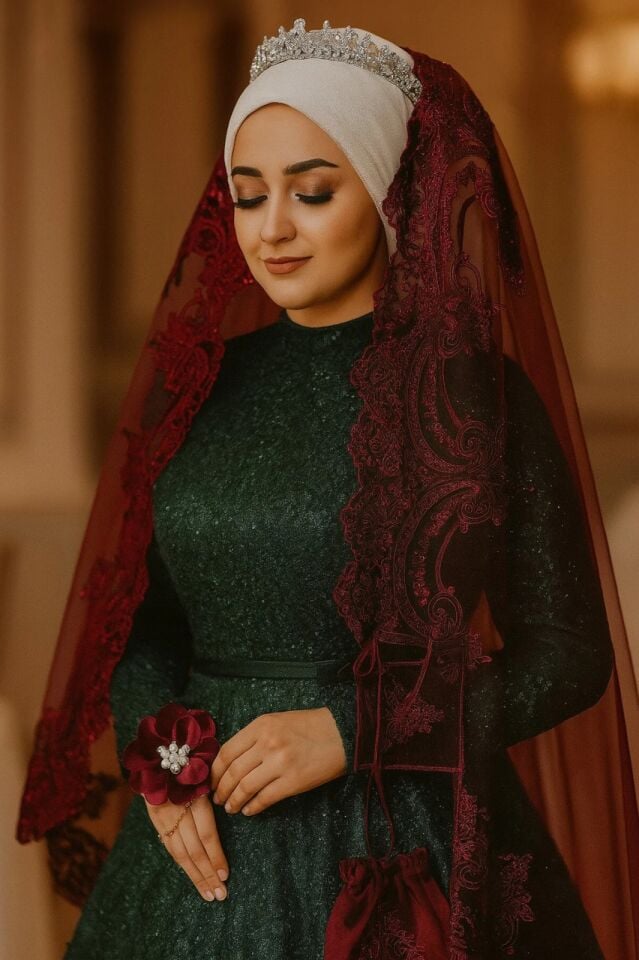 Gelin Duvak Kına Örtüsü Alı Seti Takımı Flok Simli Bordo Duvak elgülü seti