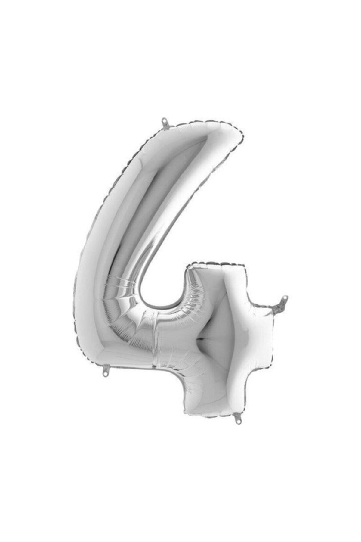 Balon Folyo Rakam 40'' 100 Cm Rakam 4 Gümüş