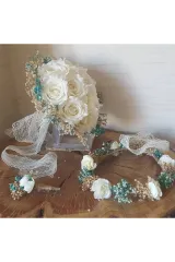 Gelin Buketi Gül Demeti Gelin Çiçeği Nişan Düğün Buketi Gelin Tacı Ve Yaka Çiçeği