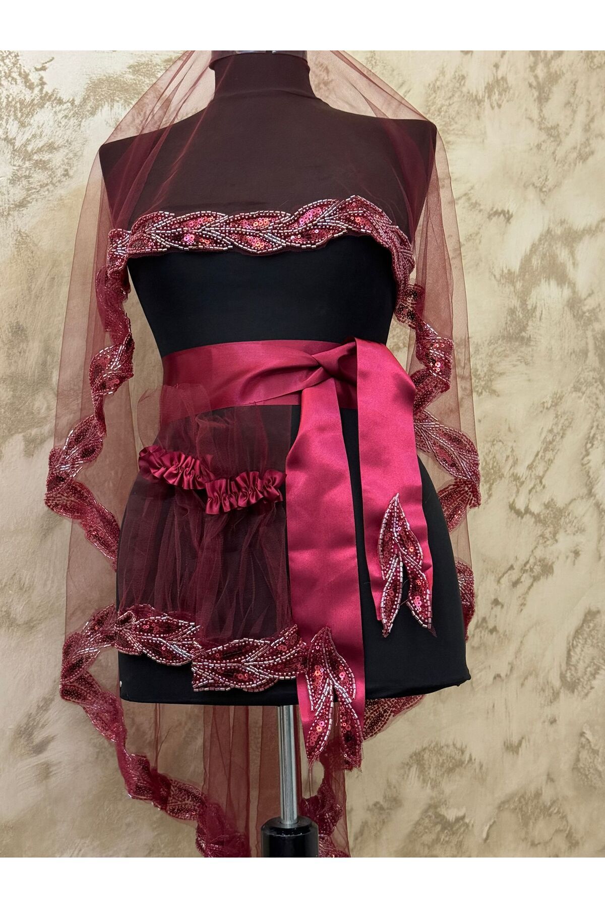 Balık Kuyruğu Model Duvak Omuz Örtüsü, Kına Duvağı 4lü Set Gelin Duvağı Zarif Duvak