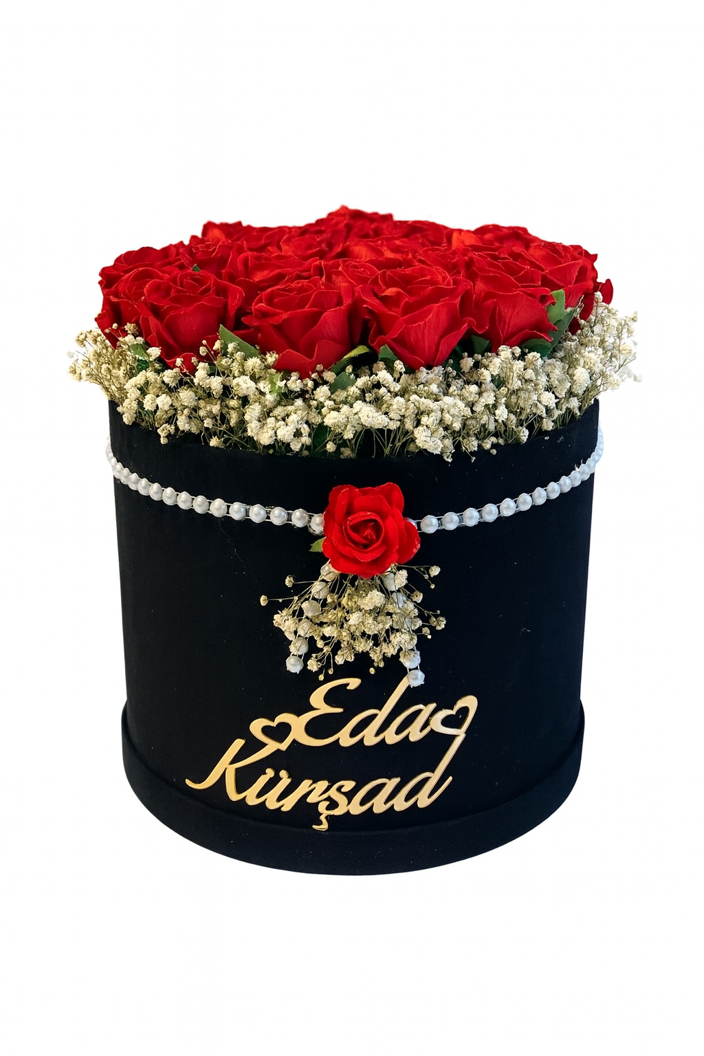 Silindir Kutuda Gerçek Görünümlü Yapay Gül Kız İsteme Buketi