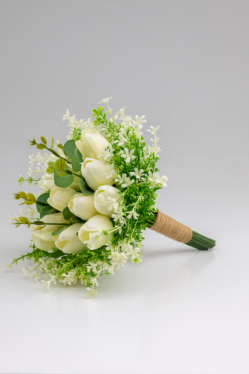 16 Laleli Gerçek Görünümlü Yapay Islak Lale Gelin Buketi Gelin Çiçeği Söz Nişan Düğün