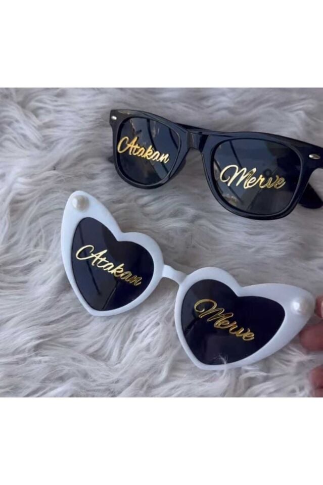 İsme Özel Bride Gözlüğü Kişeye Özel Gelin Damat Bride Gözlük Gümüş düğün nikah nişan malzemesi