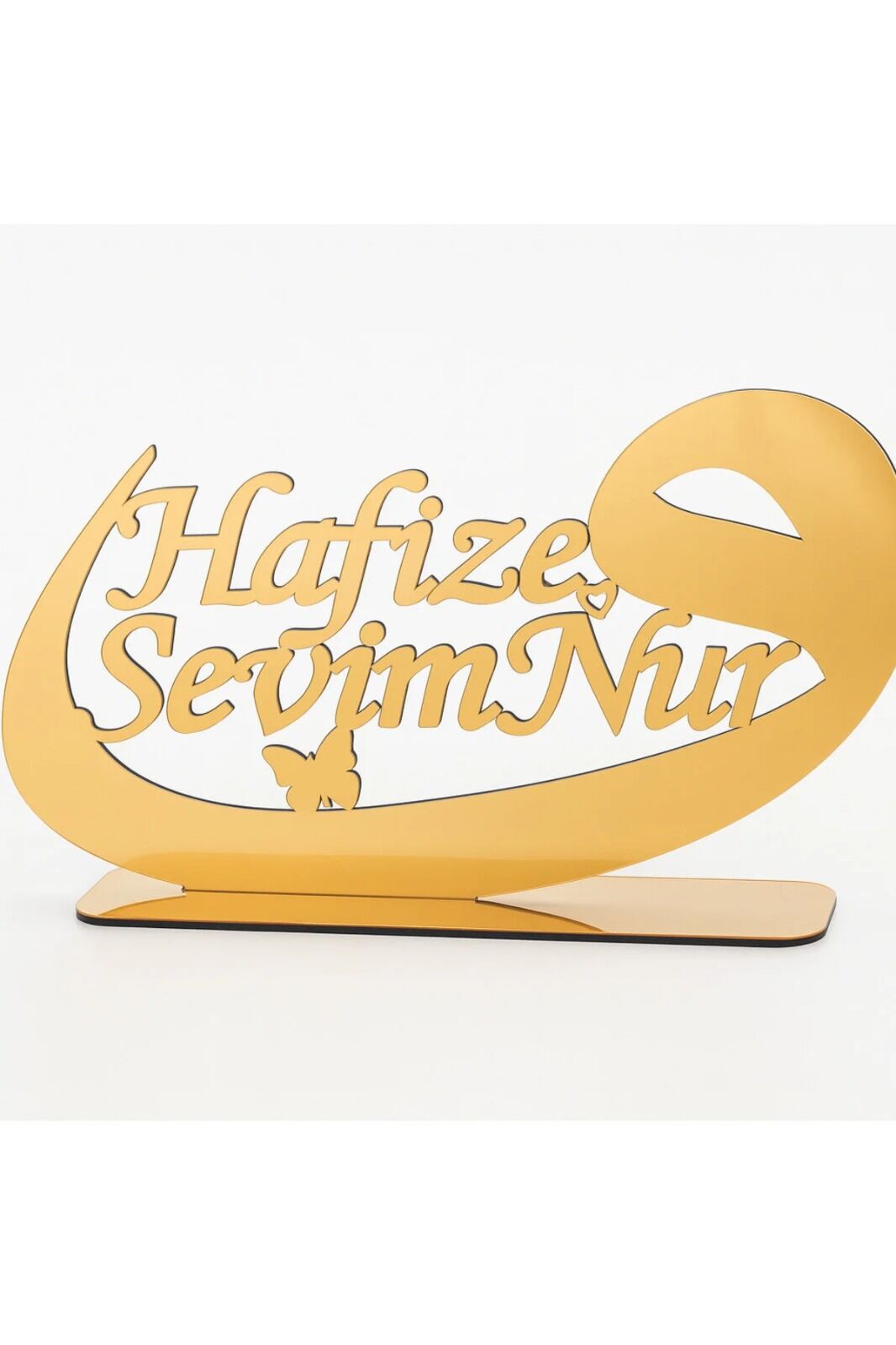 Pleksi Isimlik Masa Üstü Aynalı Gold Pleksi Isimlik Hafızlık Töreni İçin İsimlik 20*40