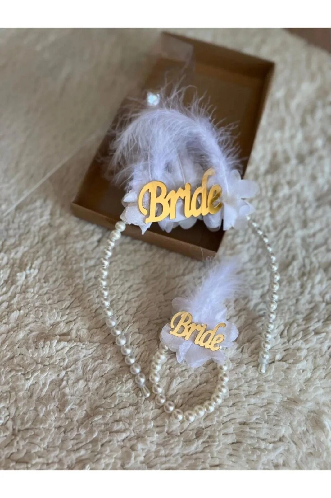 Bride, Bekarlığa Veda Partisi, Beyaz Gold Taç Bileklik Set