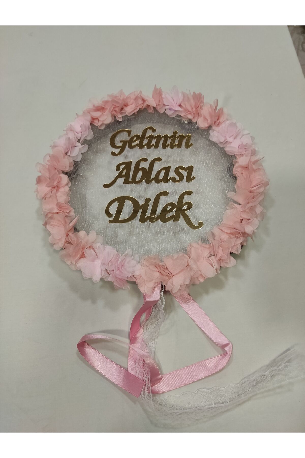 Gelinin Ablası İsme Özel Lazer Güllü Deri Tef Kına Gecesi Malzemesi Kına Tefi Tüllü Tef