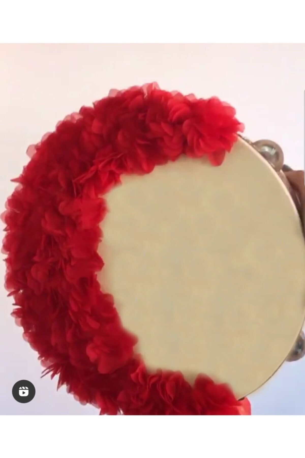 Gecesi Kına Tefi Lazer Gül Süslemeli Ahşap Deri Tef Def Kırmızı