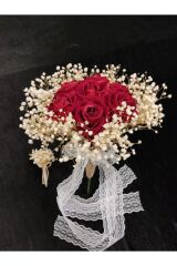 Gelin El Buketi Gül Demeti Gelin Çiçeği Nişan Düğün Buketi Iri Güllü