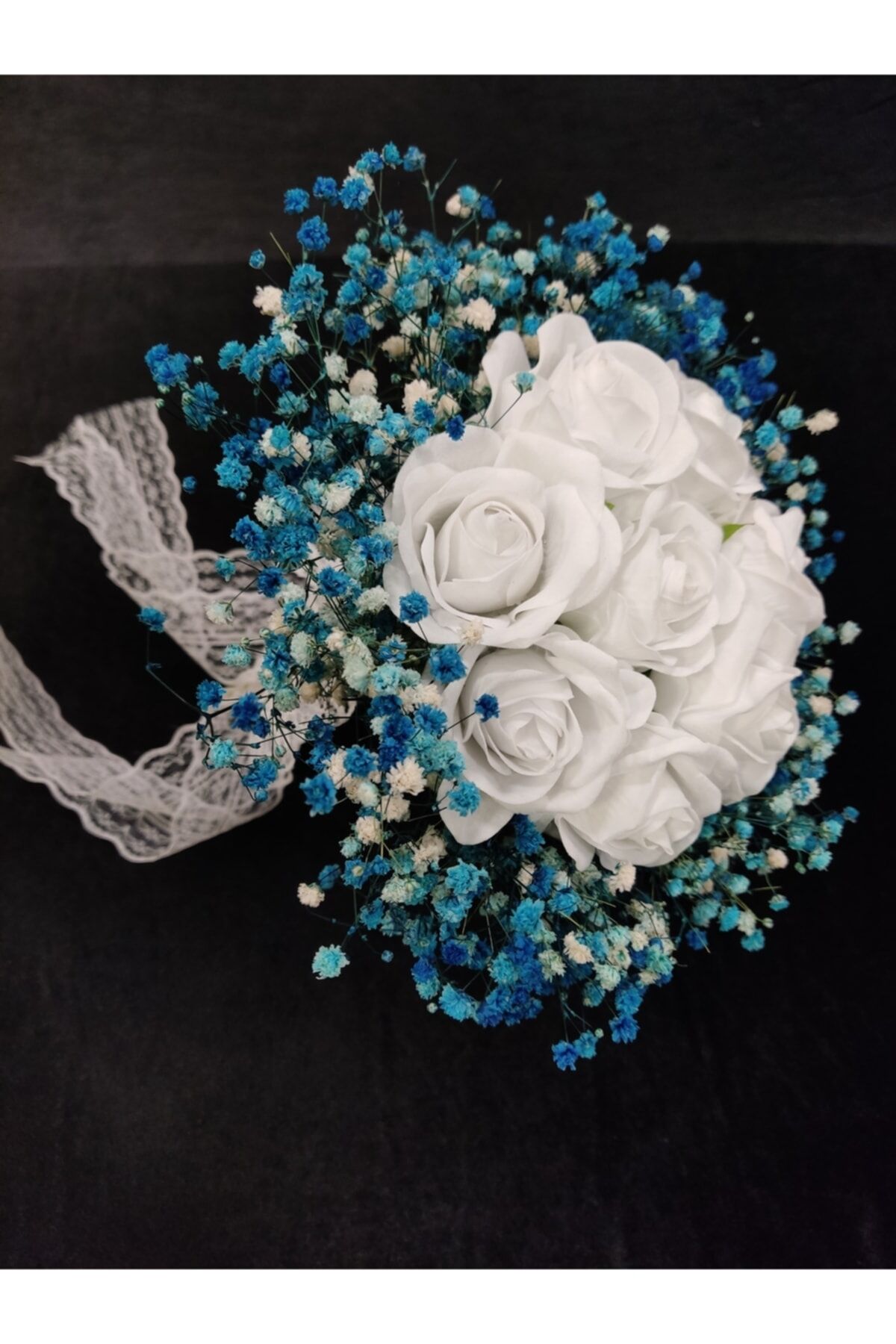 Gelin El Buketi Gül Demeti Gelin Çiçeği Nişan Düğün Buketi Turkuaz