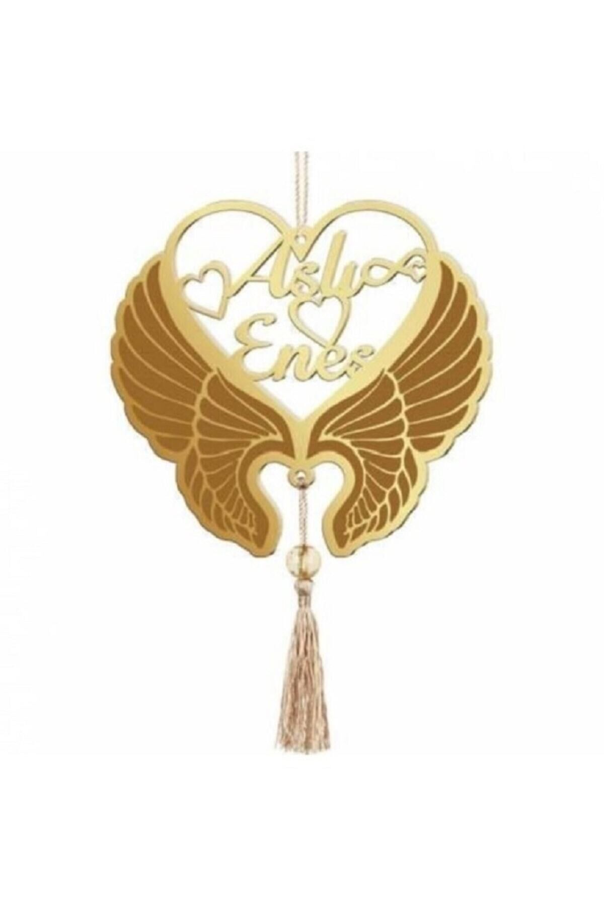 Kişiye Özel Kalpli Melek Kanadı Pleksi Araba Dikiz Aynası Süsü Hediyelik Ürün