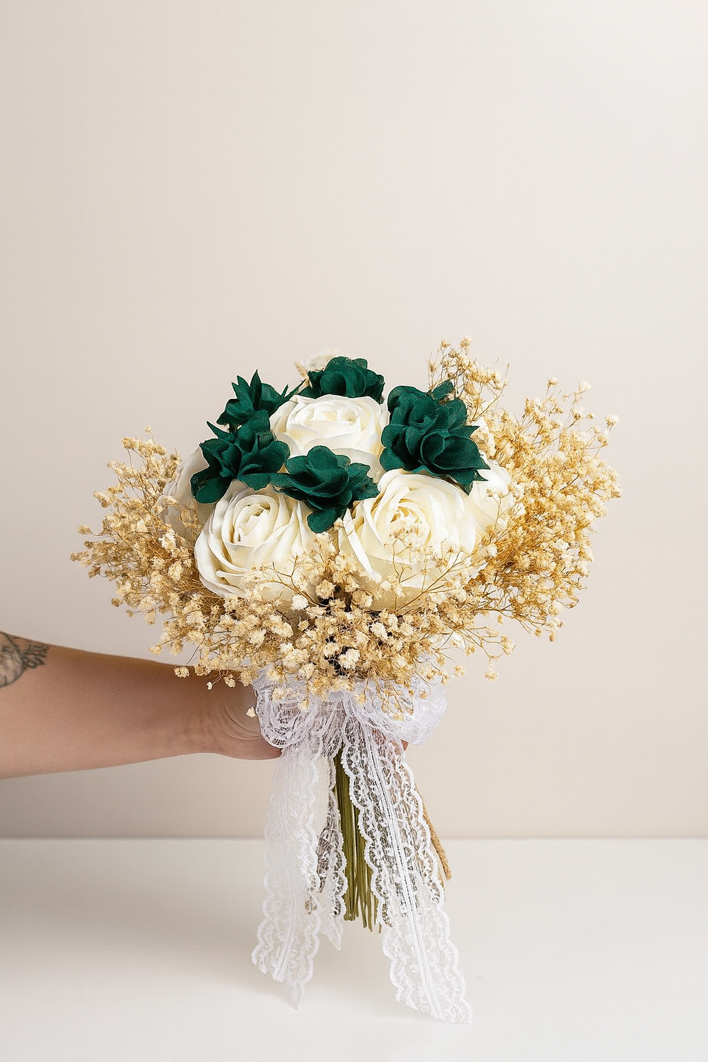 Lüx Şakayık Gelin Buketi Söz Nişan Düğün Aksesuarı Gelin Çiçeği Gelin El Çiçeği Zümrüt Yeşili Çiçek