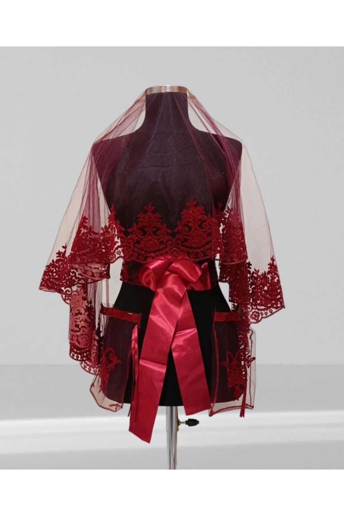 Gelin Kına Duvağı  Folk Baskılı Zarif Tasarım Gelin Kına Yüz Örtüsü Düğün Nikah Nişan Kına