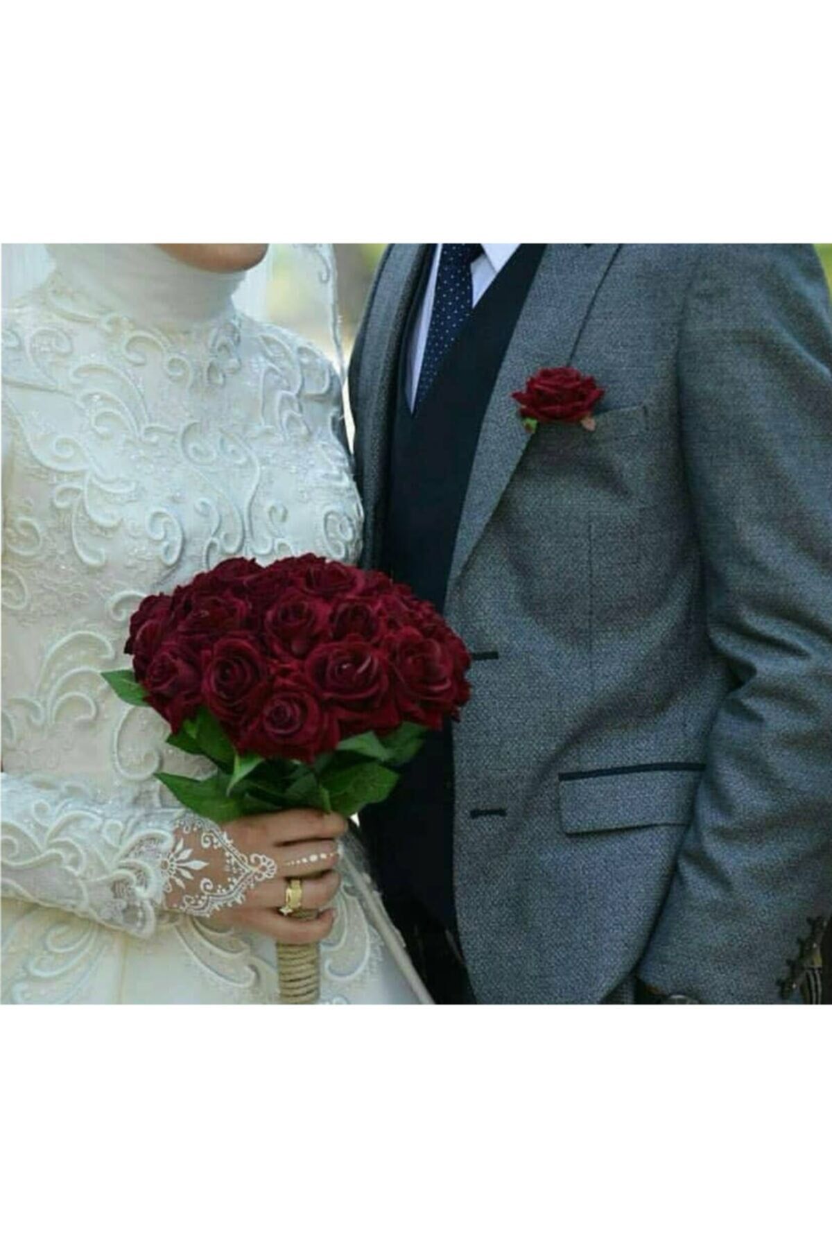 Gelin Buketi Gelin Eli Çiçeği Ve Damat Yaka Çiçeği Düğün Nişan Kına Bordo