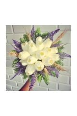 Gelin Buketi İslak Lale Gelin Eli Çiçeği Düğün Söz Ve Nişan Aksesuarı Ekru