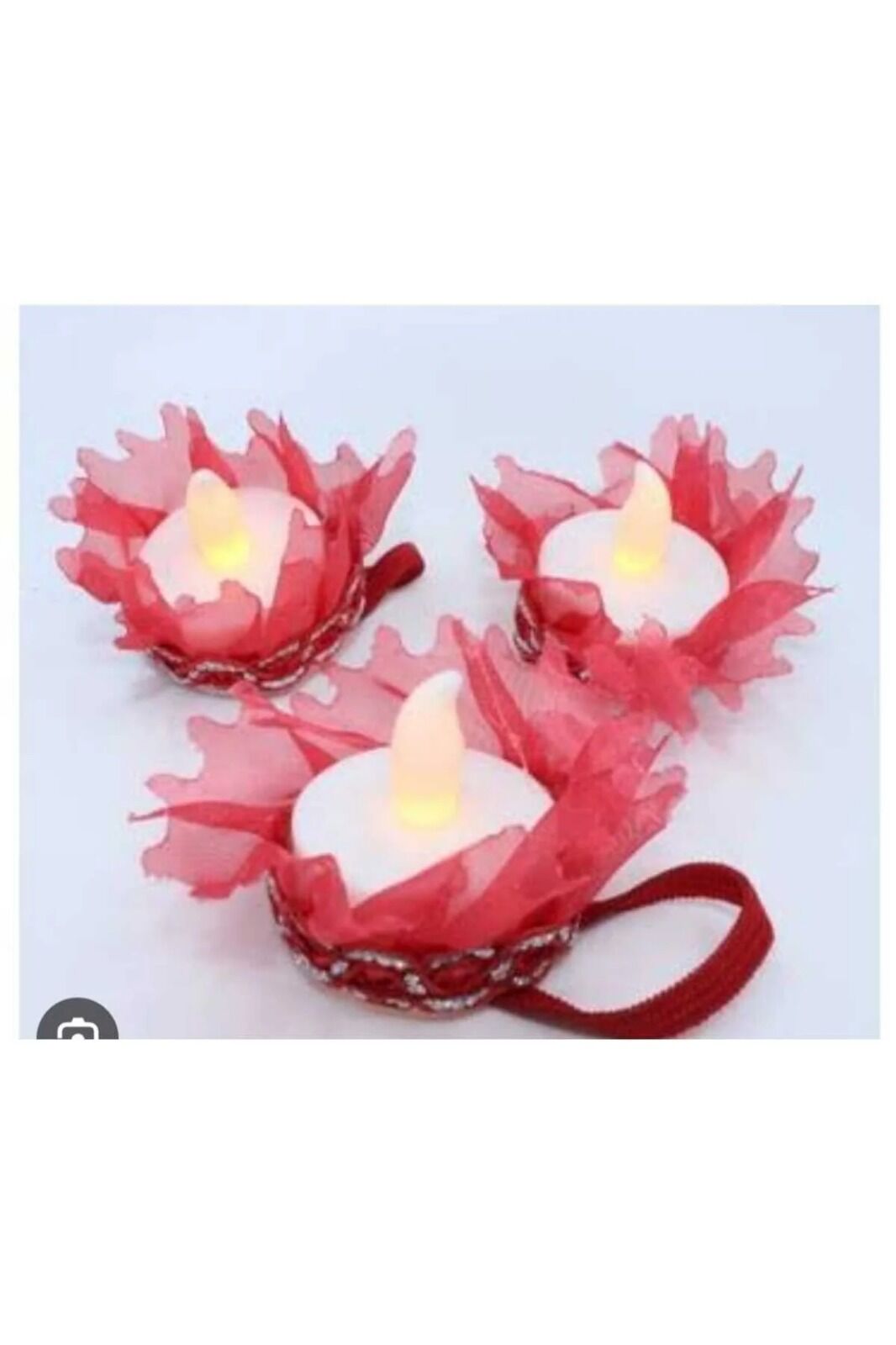 Süslü Ledli Kına El Mumu Led Işıklı El Gülü Led Mumlu Elgülü Kına Malzemesi 10lu