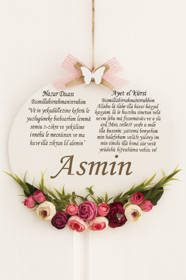 Kapı Süsü Isimli Kapı Aksesuarı Duvar Dekoru Nazar Duası Ve Ayetel Kürsi Yazılı
