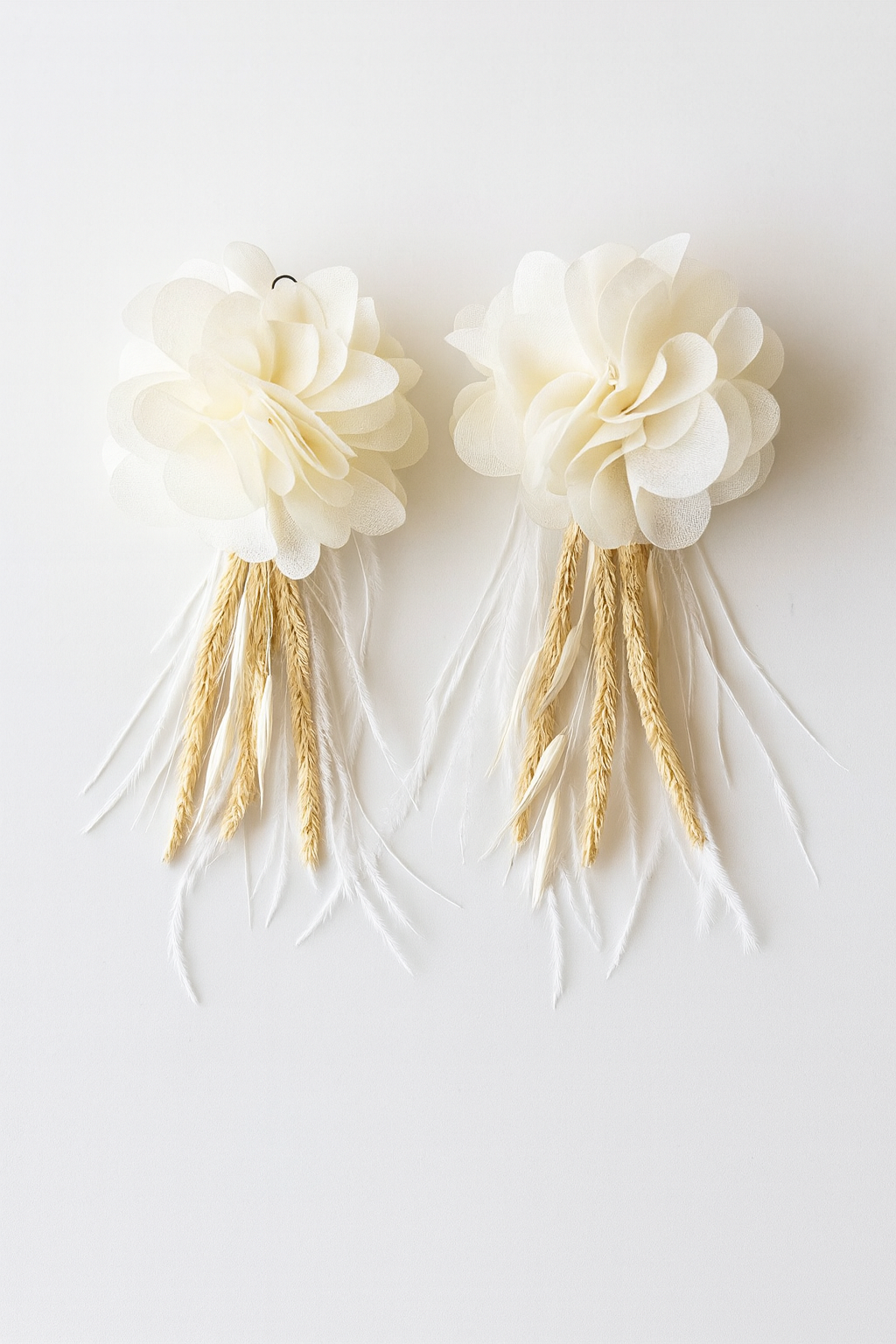 Çiçekli Gelin Küpesi Lazer Gül Ve Kuru Çiçekli Gelin Küpesi