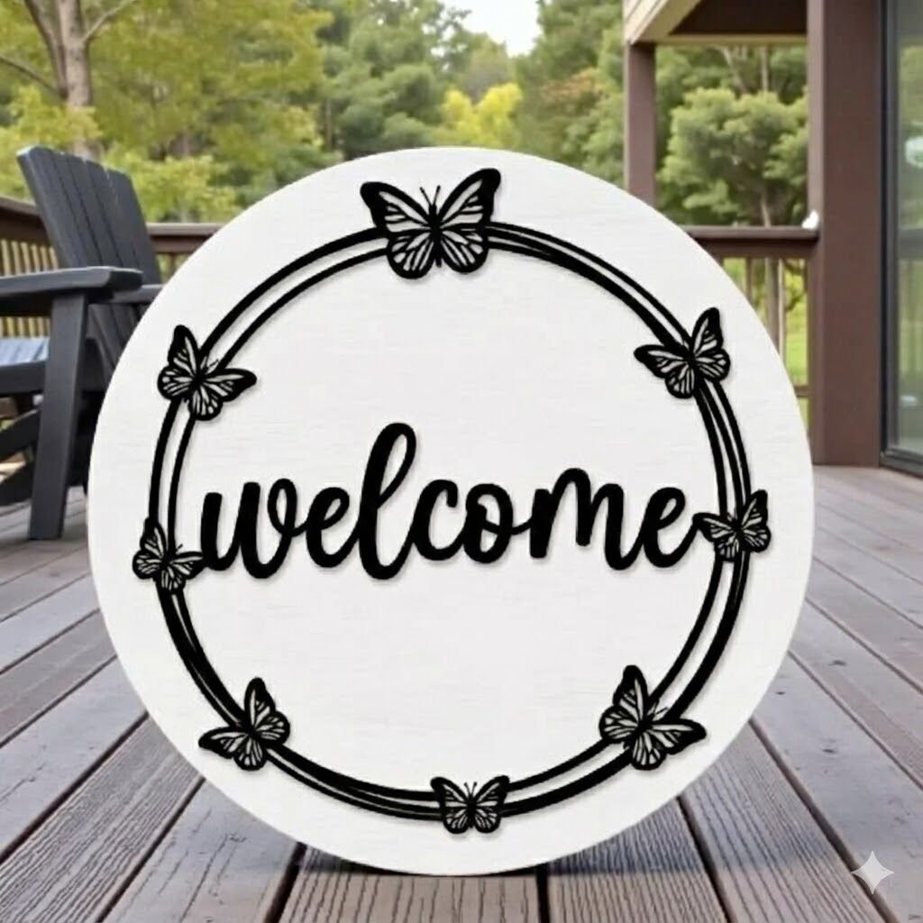 Welcome Yazılı Kapı Süsü Ev Dekoru 28 Cm Beyaz