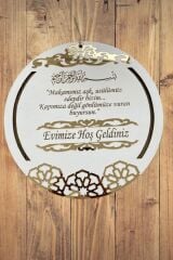 Kapı Süsü Duvar Dekoru Kapı Aksesuarı Beyaz Çiçeksiz Gold Pleksi Detaylı