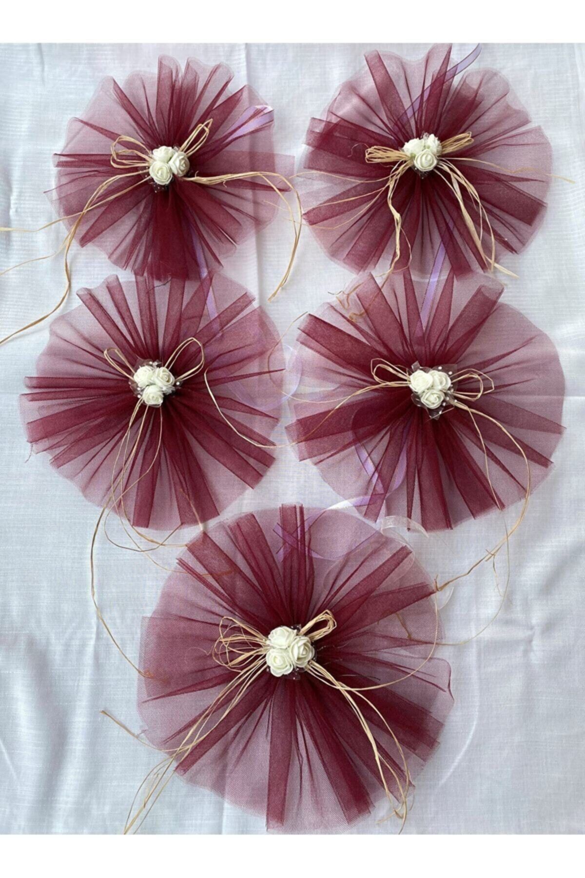 Bordo Bohça Süsü Gelin Çeyiz Süsü 5 Adet