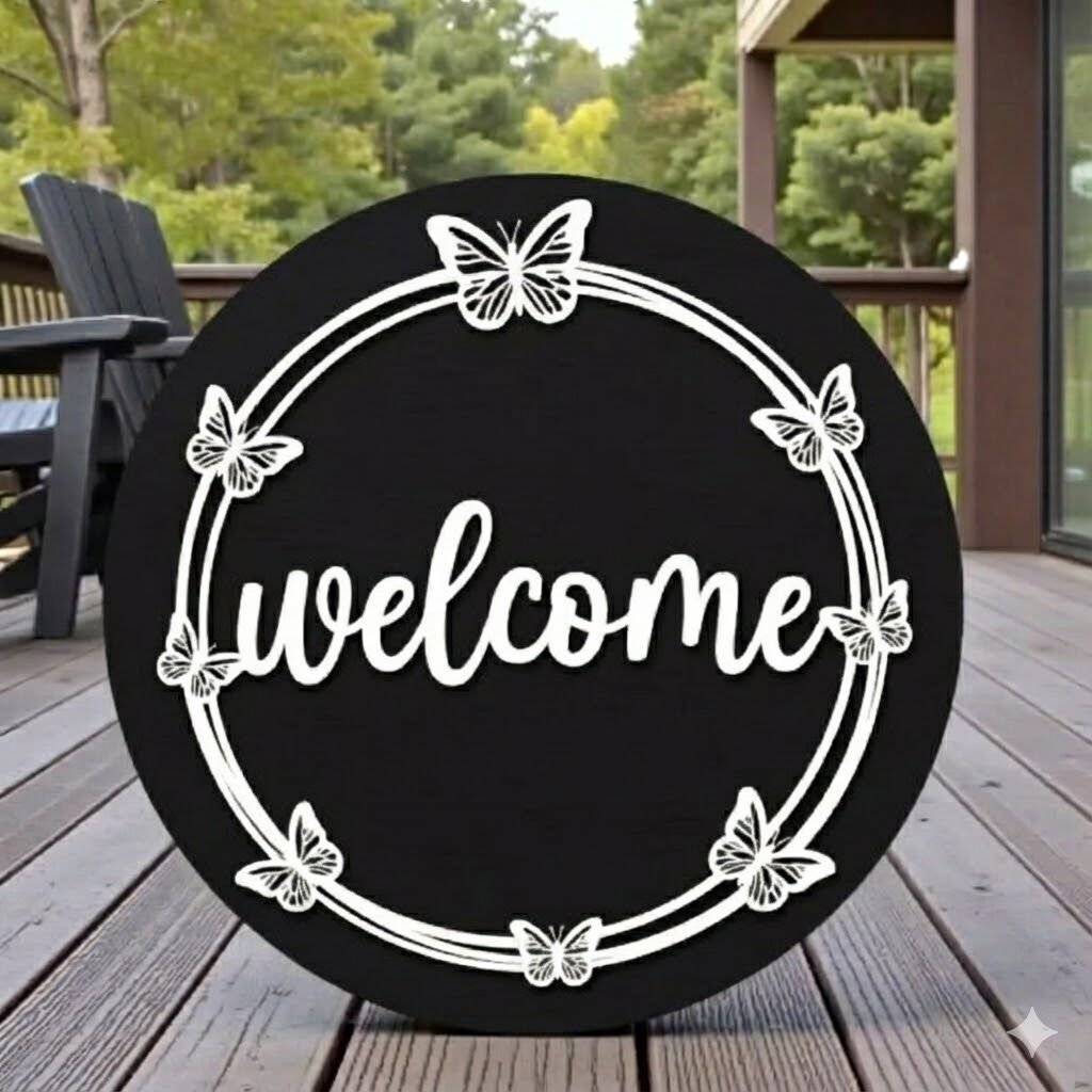 Welcome Yazılı Kapı Süsü Ev Dekoru 28 Cm Siyah
