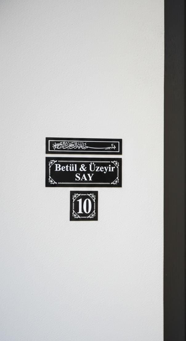 3'lü Ahşap Kapı Isimliği, Kapı Numarası ve Besmele