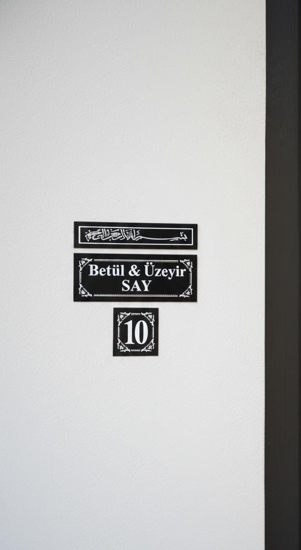 3'lü Ahşap Kapı Isimliği, Kapı Numarası ve Besmele