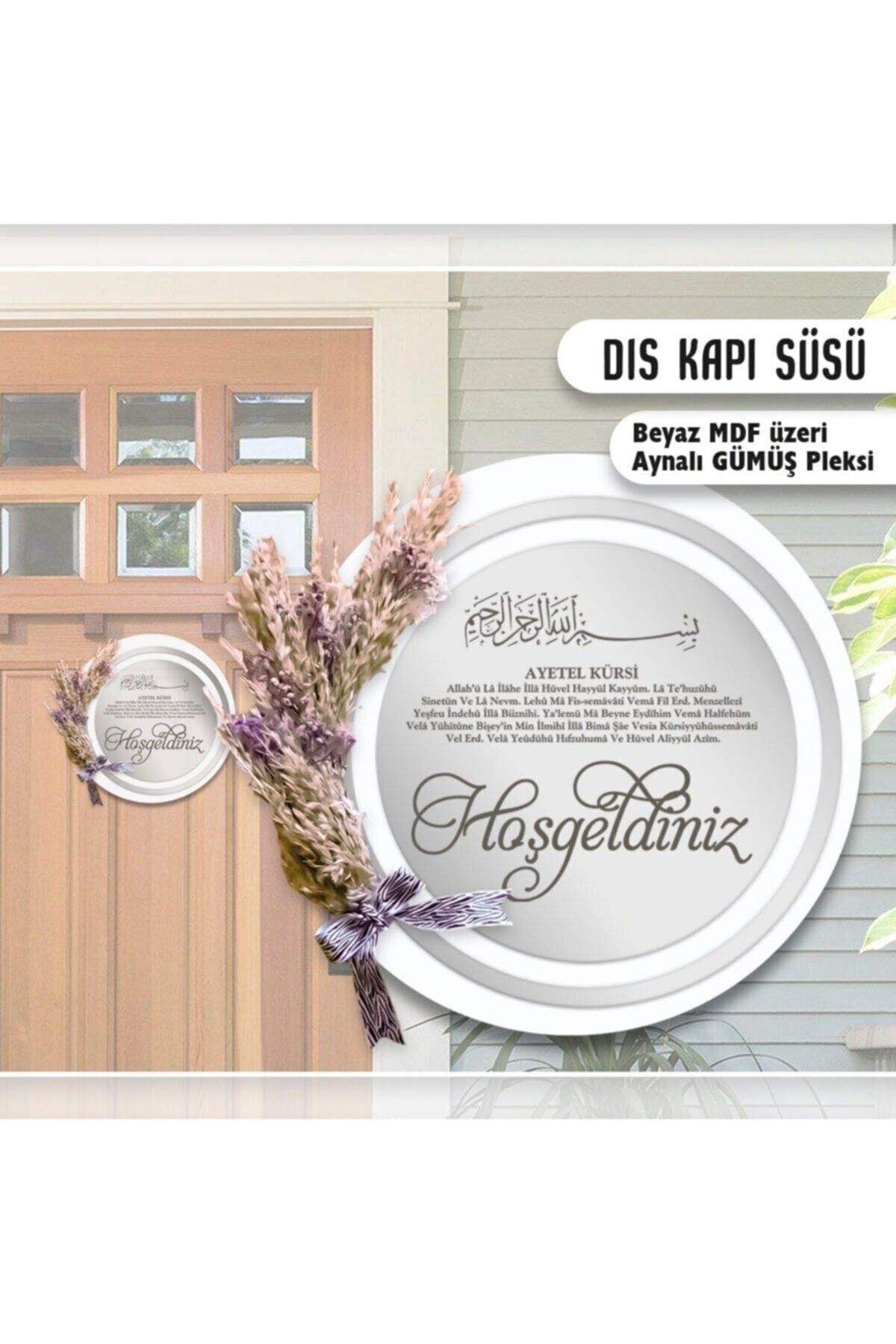 Dış Kapı Süsü Mdf Üzeri Pleksi 30 Cm Beyaz