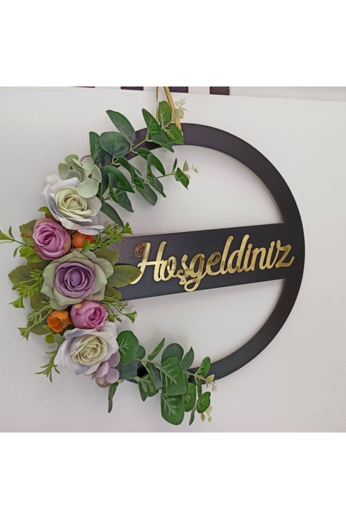 Hoşgeldiniz Ahşap Ev Kapı Süsü Duvar Dekoru 28 santim ölçüde